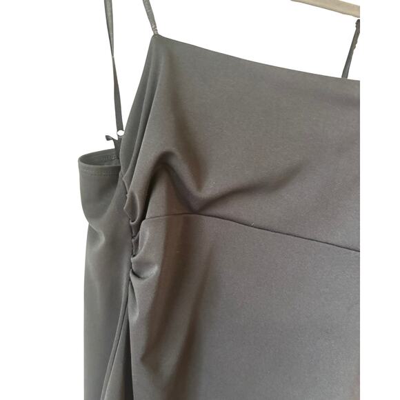 BCBG Paris Women’s Black Cowl Neck Slip Empire Waist Spaghetti Strap Midi Dress - Picture 2 of 5